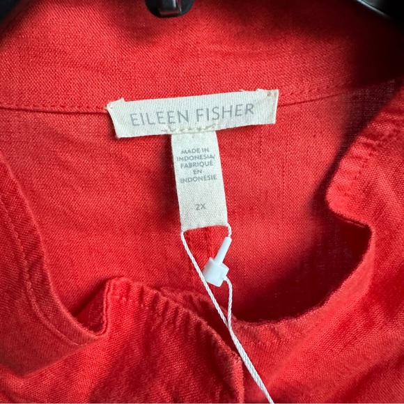 Eileen Fisher Plus Size Organic Linen Stand Collar Long Sleeve Zip Front Jacket - Picture 5 of 8